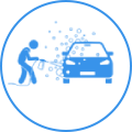 A vector man splashing water on the car vector